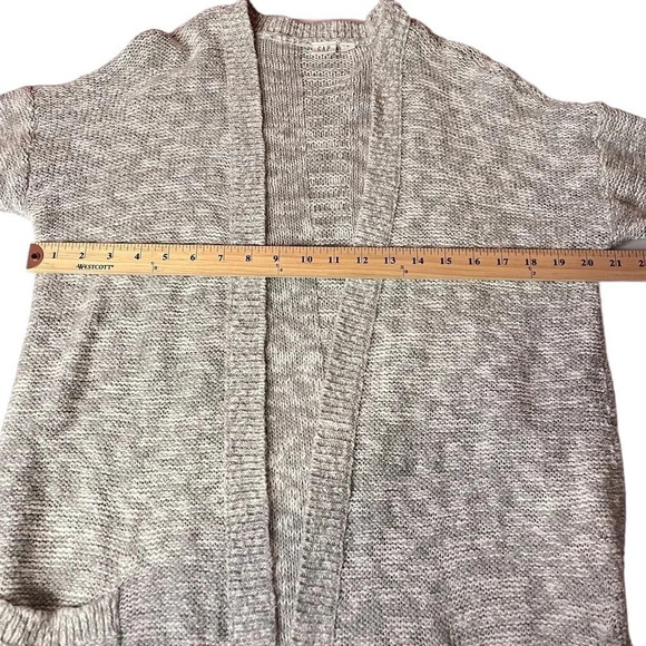 GAP Longline Boho Fringe Open Front Heather Gray Cardigan Sweater - Picture 11 of 11
